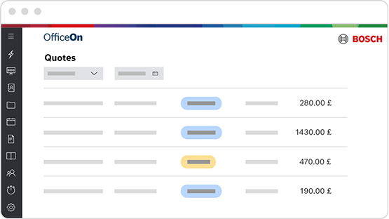 Screenshot of an offer overview from Bosch with prices.