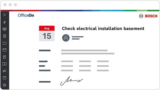 A digital note from Bosch shows an appointment for inspection.