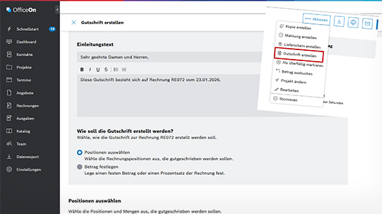Screenshot einer Software-Oberfläche mit Optionen zur Erstellung von Gutscheinen und einem Texteditor.