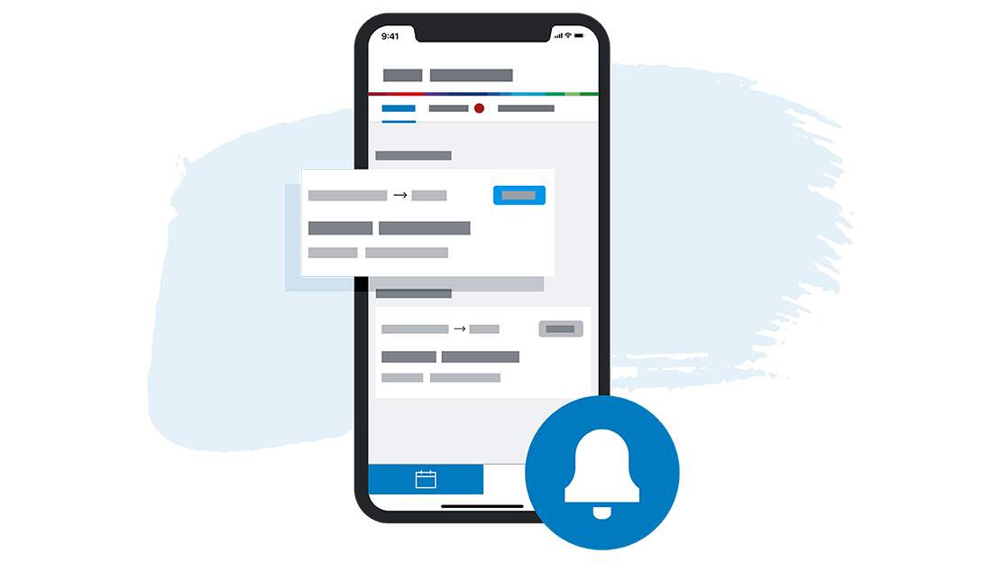 Ein Smartphone mit blauer Benutzeroberfläche und Benachrichtigungen.