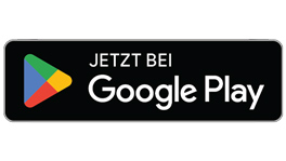 Schwarzes Logo mit Text "Jetzt bei Google Play" und buntem Play-Button.