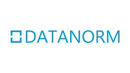 Logo von DATANORM in blauer Schrift auf weißem Hintergrund.